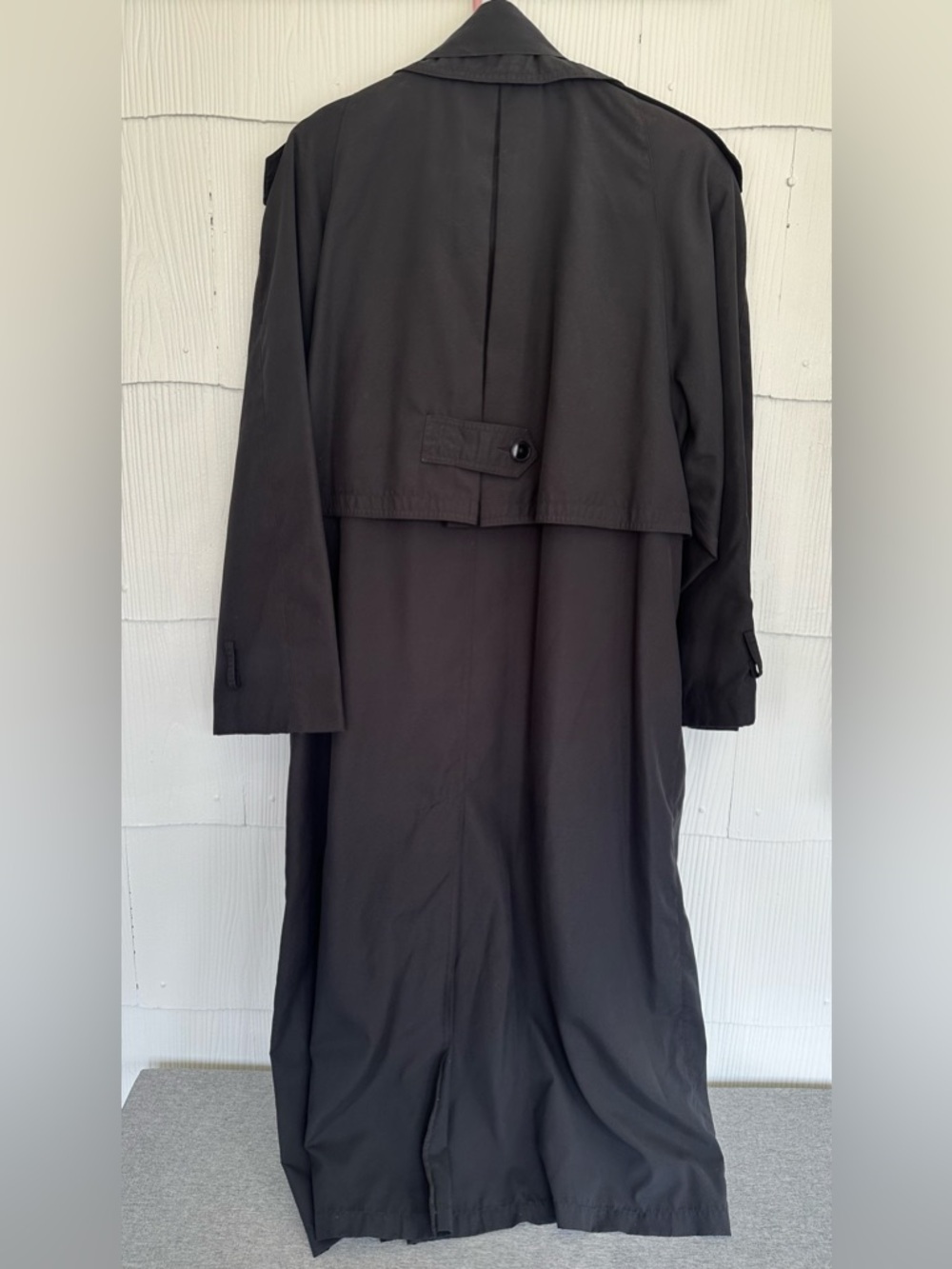 Forecaster of Boston USA Long Black Trench Coat Button Tie Vintage Women’s 13/14 - Picture 2 of 7